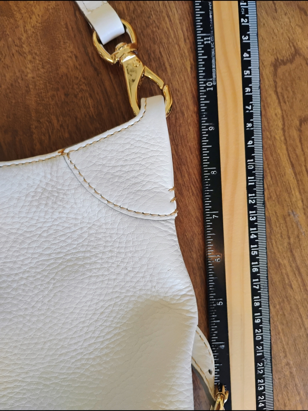 Dooney & Bourke White Pebble Grain Leather "Hobo Corner Buckle" Shoulder Bag - Picture 11 of 13